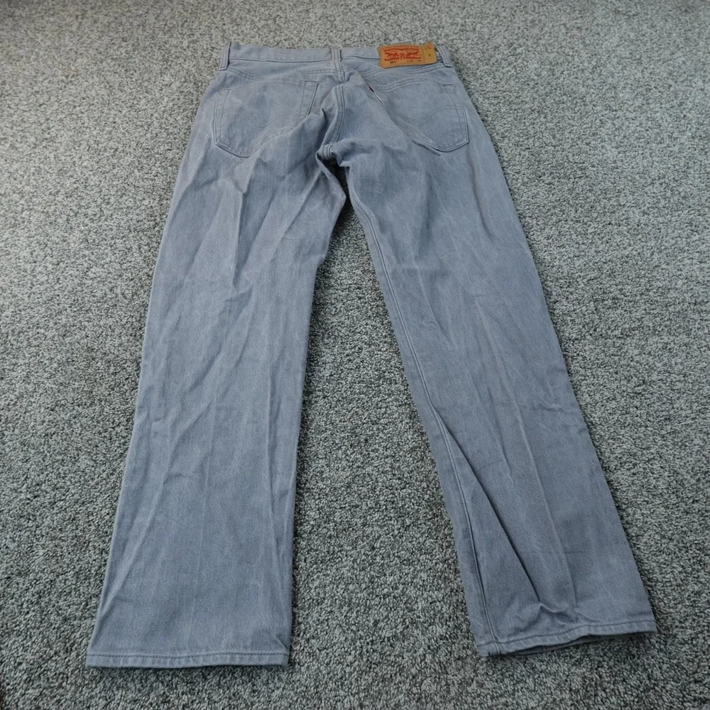 Levis Jeans Mens 32X30 Black Gray Denim Pants‎ 501 Button Fly Straight Western